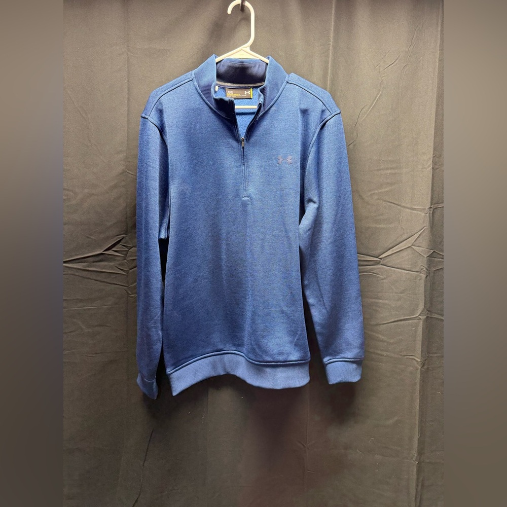 NWOT Under Armour Men's Classic Blue Quarter Zip Sweater Sz Lg (12ak)